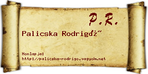 Palicska Rodrigó névjegykártya